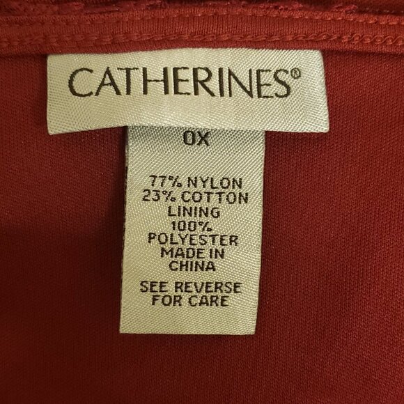 Catherine's Burgundy Lace Sheath 3/4 Bell Sleeve Lined Midi Dress, Size 0X - Picture 8 of 10